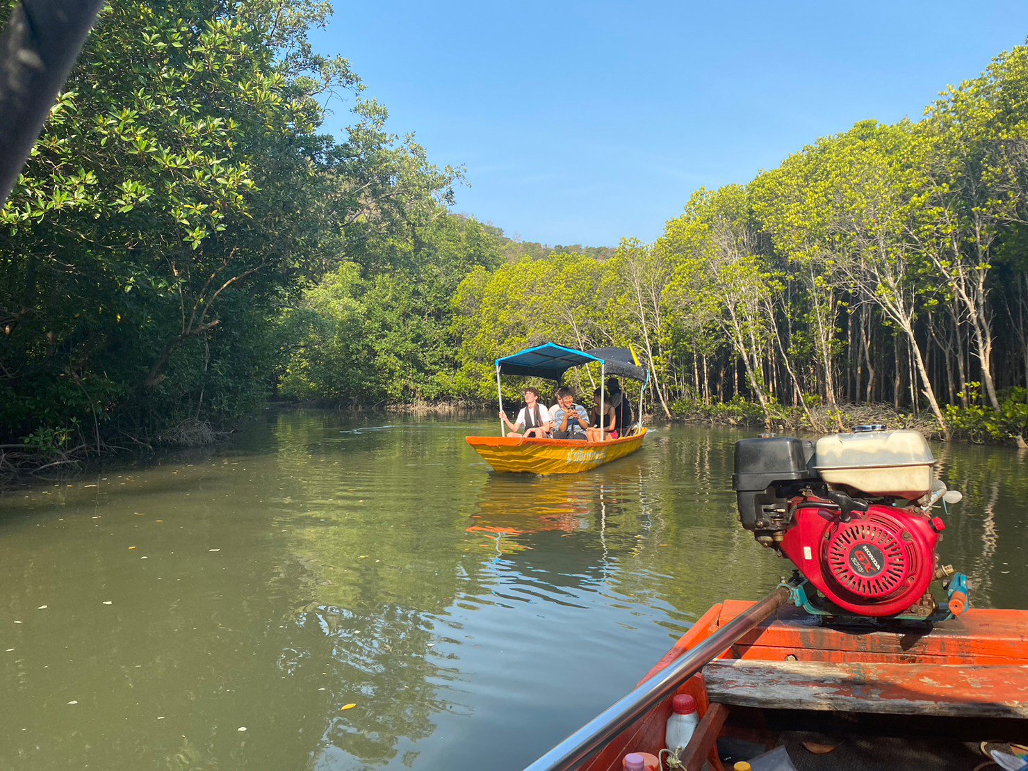 AIFS-freiwilligenarbeit-thailand-environmental-conservation-personen-volunteers-berg-mangroven-Boot