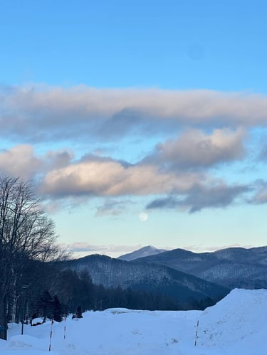 Japanische Berge im Schnee