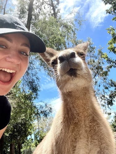 aifs-freiwilligenarbeit-australien-wildlife-habitat-ugc-lea-känguru-selfie