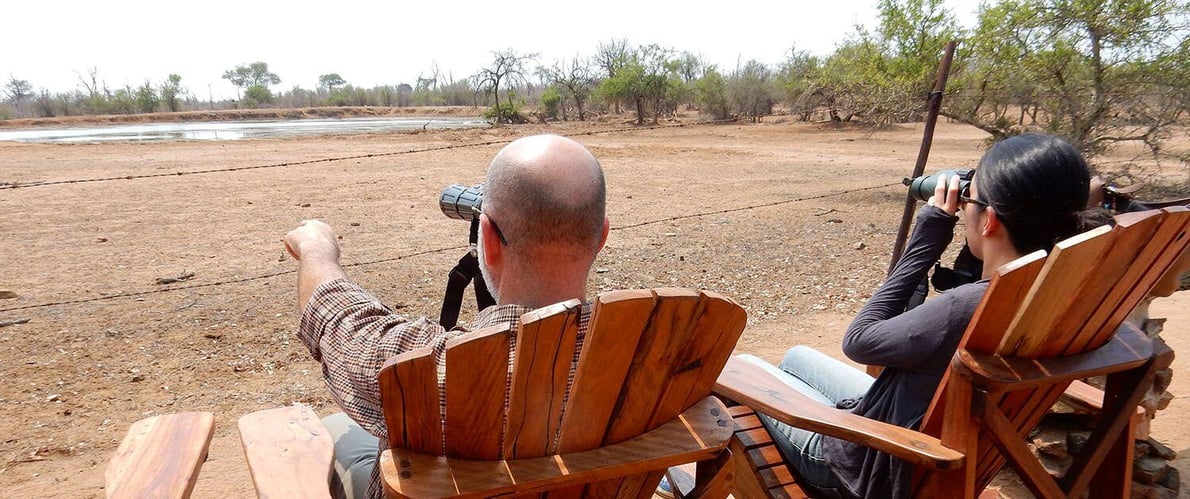 Personen beobachten mit den Fernglas beim Freiwilligenprojekt in Eswatini 
