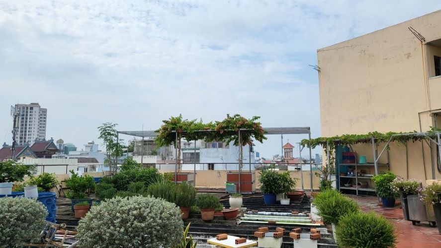Terrasse der Unterkunft bei der Freiwilligenarbeit in Vietnam