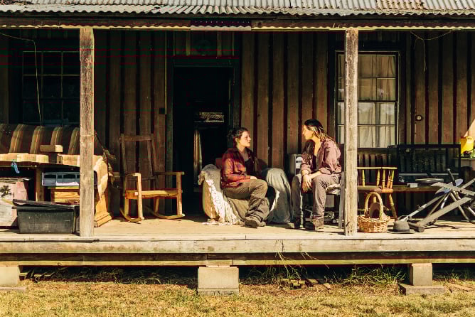 Leben auf der Farm in Australien – Teilnehmende bei einer Pause auf der Veranda