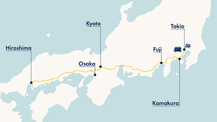 AIFS Adventure Trips Japan: Entdecke die faszinierenden Routen auf unserer Karte und erlebe ein unvergessliches Abenteuer in Japan mit AIFS Educational Travel.